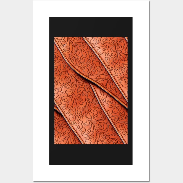 Brown Ornamental Leather Stripes, natural and ecological leather print #62 Wall Art by Endless-Designs